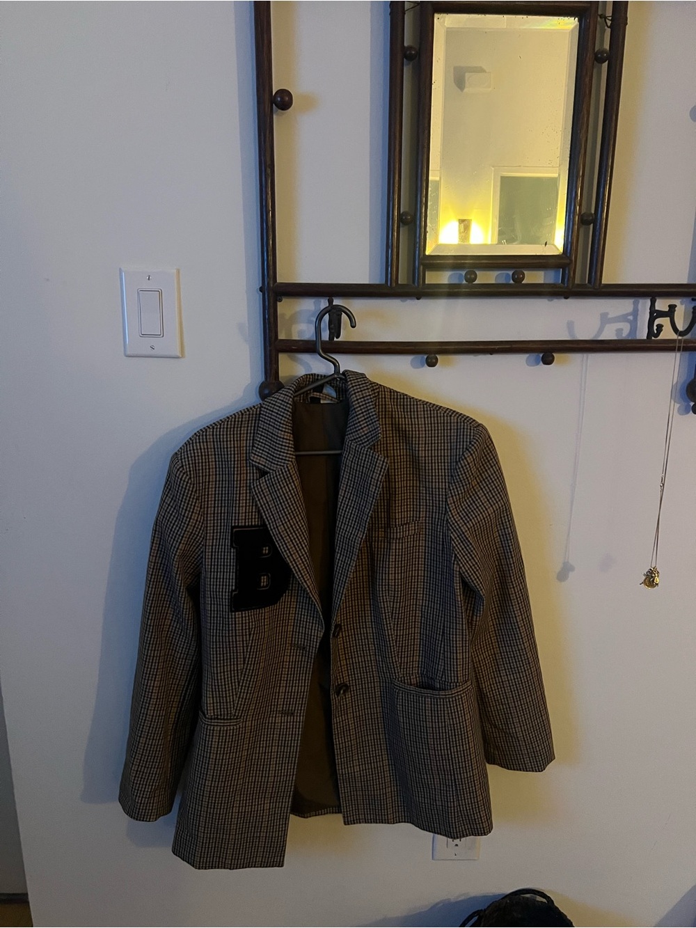 Varsity Houndstooth Blazer in Brown - Classic Tailored Jacket